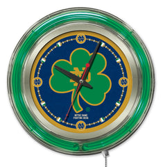 Notre Dame Fighting Irish Shamrock Officially Licensed Logo 15" Neon Clock Wall Decor