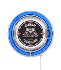 NHRA Officially Licensed Logo Neon Clock Wall Decor Blue Neon
