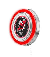 New Jersey Devils Officially Licensed Logo 15" Neon Clock Wall Decor