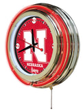 15" Nebraska Neon Clock | UN Cornhuskers Retro Neon Clock
