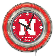 University of Nebraska Cornhuskers Officially Licensed Logo 15" Neon Clock Hanging Wall Decor
