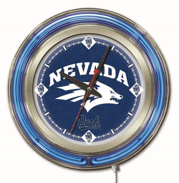 15" Nevada Neon Clock | UN Wolf Pack Retro Neon Clock