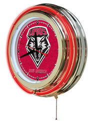University of New Mexico Lobos Officially Licensed Logo 15" Neon Clock Hanging Wall Decor Side View