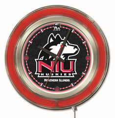 Northern Illinois University Huskies Officially Licensed Logo 15" Neon Clock Hanging Wall Decor