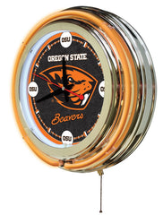15" Oregon State Beavers Officially Licensed Logo Neon Clock Hanging Wall Decor