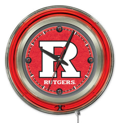 Rutgers Scarlet Knights Officially Licensed Logo 15" Neon Clock Hanging Wall Decor