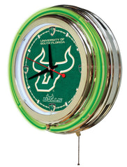 University of South Florida Bulls Officially Licensed Logo 15" Neon Clock Hanging Wall Decor Side View