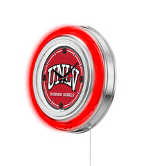 UNLV Runnin Rebels Officially Licensed Logo 15" Neon Clock Hanging Wall Decor Side View