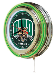 Ohio University Bobcats Officially Licensed Logo 15" Neon Clock Hanging Wall Decor Side View