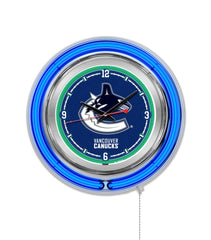 Vancouver Canucks Officially Licensed Logo 15" Neon Clock Hanging Wall Decor
