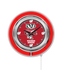 University of Wisconsin Badgers Officially Licensed Logo 15" Neon Clock Hanging Wall Decor