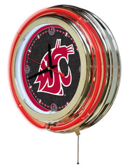 Washington State Cougars Officially Licensed Logo 15" Neon Clock Hanging Wall Decor