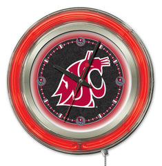 Washington State Cougars Officially Licensed Logo 15" Neon Clock Hanging Wall Decor