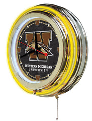 Western Michigan University Broncos Officially Licensed Logo 15" Neon Clock Hanging Wall Decor Side View