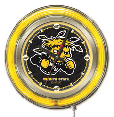Wichita State Shockers Officially Licensed Logo 15" Neon Clock Hanging Wall Decor