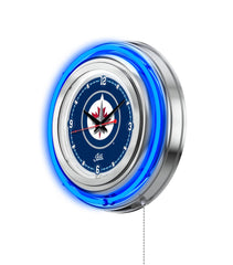 Winnipeg Jets Officially Licensed Logo 15" Neon Clock Hanging Wall Decor