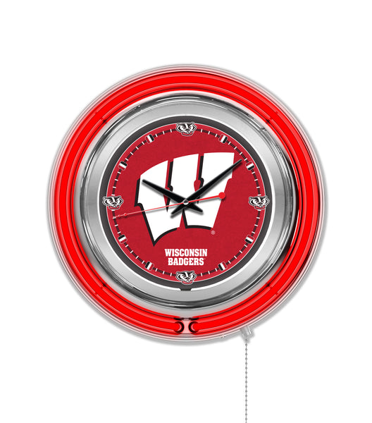 15" University of Wisconsin Badgers W Script Neon Clock