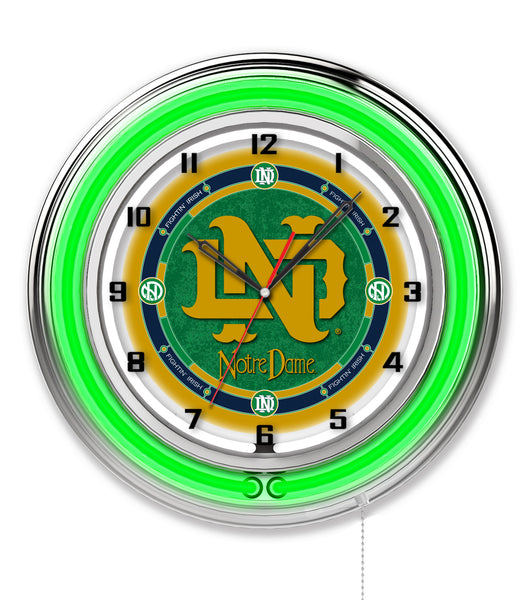 19" Notre Dame Vintage Neon Clock
