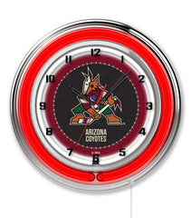 19" Arizona Coyotes Retro Neon Clock Man Cave Decor