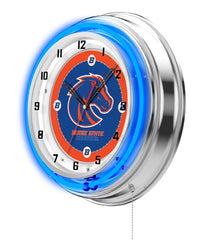 19" Boise State Broncos Officially Licensed Logo Neon Clock Wall Decor