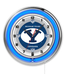 19" BYU Cougars Officially Licensed Logo Neon Clock Wall Decor