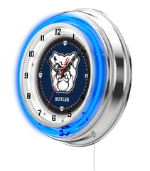 19" Butler Bulldogs Officially Licensed Logo Neon Clock Wall Decor
