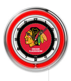19" Chicago Blackhawks Neon Clock