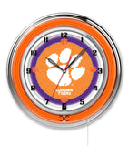 19" Clemson Tigers Neon Clock