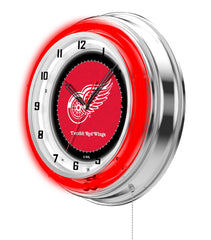 Detroit Red Wings Officially Licensed Logo Neon Clock Wall Decor