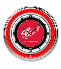 Detroit Red Wings Officially Licensed Logo Neon Clock Wall Decor