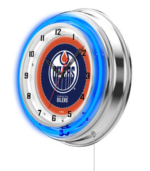 Edmonton Oilers Officially Licensed Logo Neon Clock Wall Decor