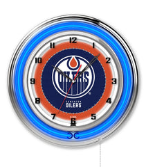 Edmonton Oilers Officially Licensed Logo Neon Clock Wall Decor