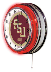 Florida State University Seminoles Officially Licensed Logo Neon Clock Wall Decor