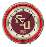 19" Florida State University Seminoles FSU Script Neon Clock