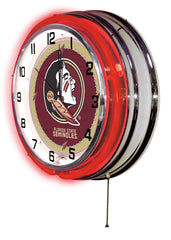 Florida State University Seminoles Officially Licensed Logo Neon Clock Wall Decor