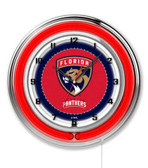 Florida Panthers Officially Licensed Logo Neon Clock Wall Decor