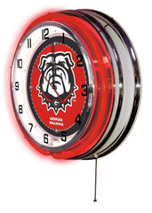 UGA Bulldogs Officially Licensed Logo Neon Clock Wall Decor
