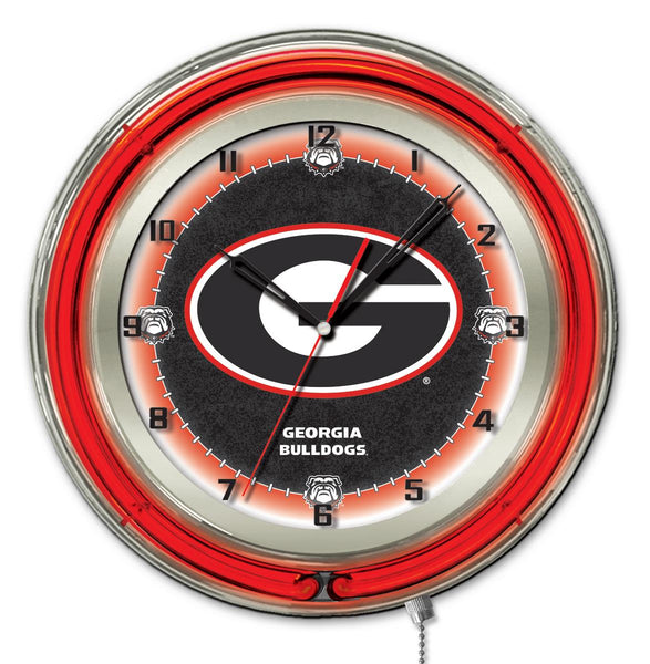 19" Georgia Bulldogs G Script Neon Clock