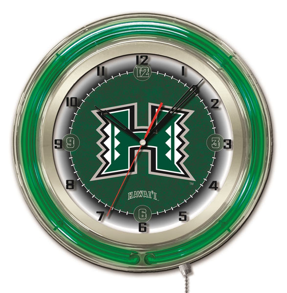 19" Hawaii Rainbow Warriors Logo Neon Clock