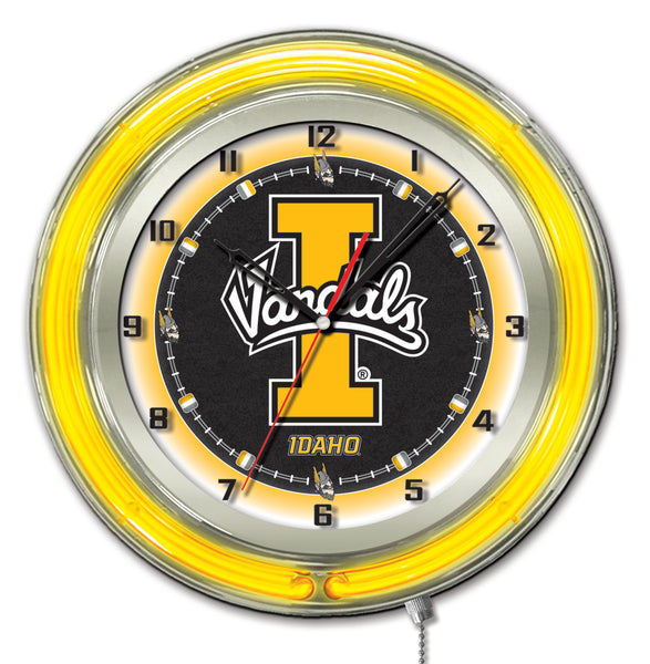 19" Idaho Vandals Logo Neon Clock