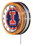 19" Illinois Fighting Illini Logo Neon Clock