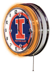 Illinois Fighting Illini Officially Licensed Logo Neon Clock Wall Decor