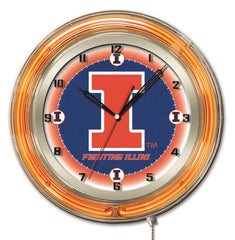 Illinois Fighting Illini Officially Licensed Logo Neon Clock Wall Decor