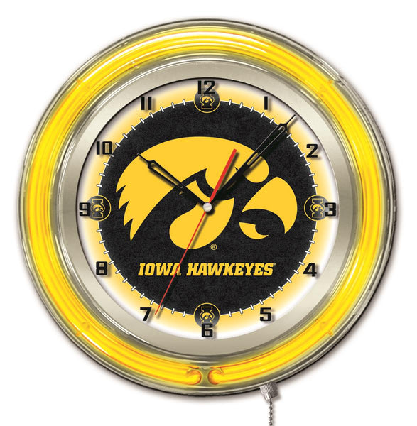 19" Iowa Hawkeyes Neon Clock
