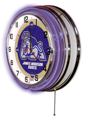 James Madison Dukes Officially Licensed Logo Neon Clock Wall Decor
