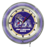 19" James Madison Dukes Neon Clock