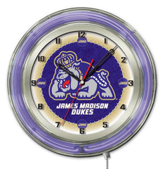 James Madison Dukes Officially Licensed Logo Neon Clock Wall Decor