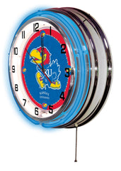 Kansas Jayhawks Officially Licensed Logo Neon Clock Wall Decor