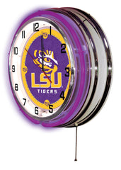 LSU Tigers Officially Licensed Logo Neon Clock Wall Decor