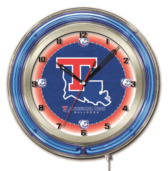 19" Louisiana Tech Bulldogs Neon Clock